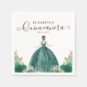 Bloemen Emerald Groen Prinses Jurk Quinceanera Servet (Voorkant)