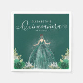 Bloemen Emerald Groen Prinses Jurk Quinceanera Servet (Voorkant)