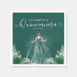 Bloemen Emerald Groen Prinses Jurk Quinceanera Servet