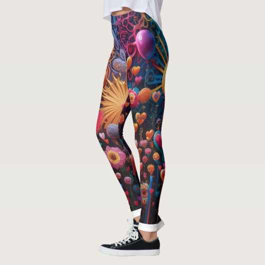 Bloemen en 3D kunst Leggings (Links)
