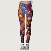 Bloemen en 3D kunst Leggings (Voorkant)