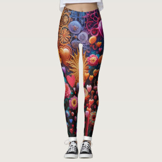 Bloemen en 3D kunst Leggings