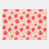 Bloemen en Aardbei Girly en Schattige Patroon Inpakpapier Vel (Voorkant 2)