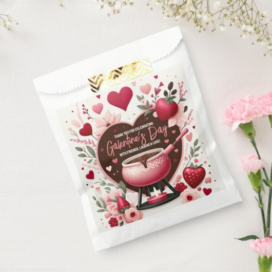 Bloemen en aardbeien Galentine's Fondue Party Bedankzakje (Gezegeld)