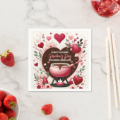 Bloemen en aardbeien Galentine's Fondue Party Servet (Insitu)