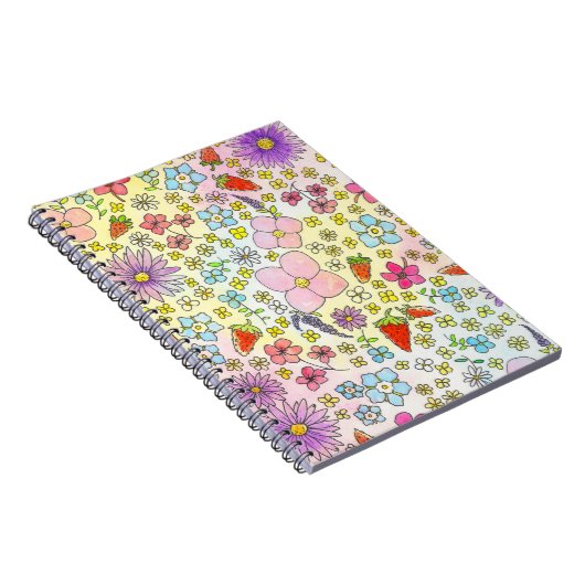 Bloemen en aardbeien notitieboek (Rechterzijde)