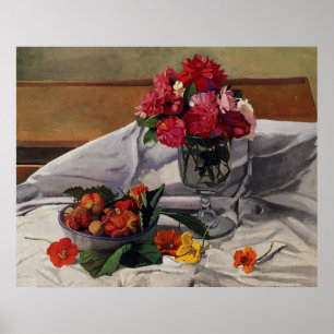 Bloemen en aardbeien van Felix Vallotton, Poster