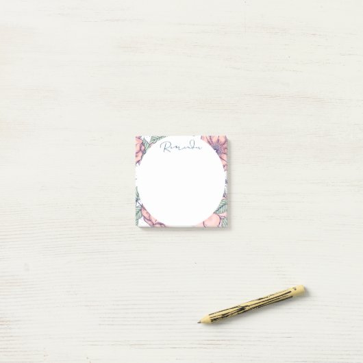 Bloemen en Abstracte cirkel Post-it® Notes (Op bureau)