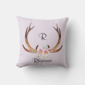 Bloemen en Antlers Kussen (Voorkant)