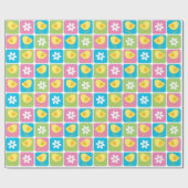 Bloemen en Baby Chicks Cadeaupapier (Vlak)