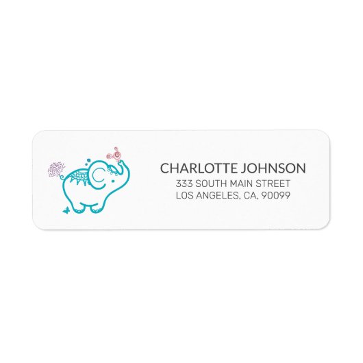 Bloemen en Baby-ellefantabel Etiket (Voorkant)