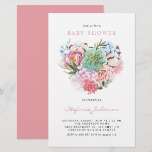Bloemen en Baby shower-aanhaling voor het Succulen