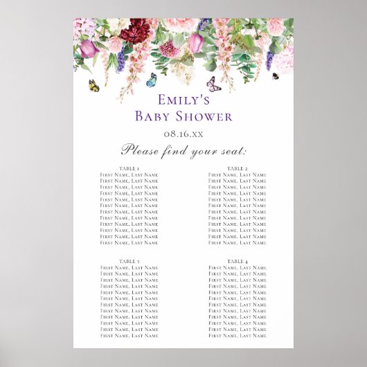 Bloemen en Baby shower van botervliegen Poster (Voorkant)