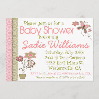 Bloemen en Baby shower van Butterflies Kaart