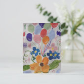 Bloemen en ballonnen briefkaart (Staand voorkant)