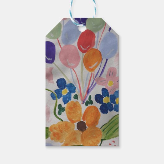 Bloemen en ballonnen CadeauLabel (Voorkant)