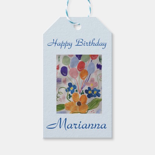 Bloemen en ballonnen CadeauLabel (Voorkant)