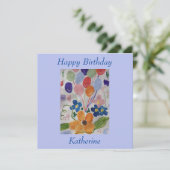 Bloemen en ballonnen flat-day-kaart kaart (Staand voorkant)