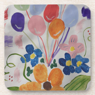 Bloemen en ballonnen, hard Onderzetter van kunstst