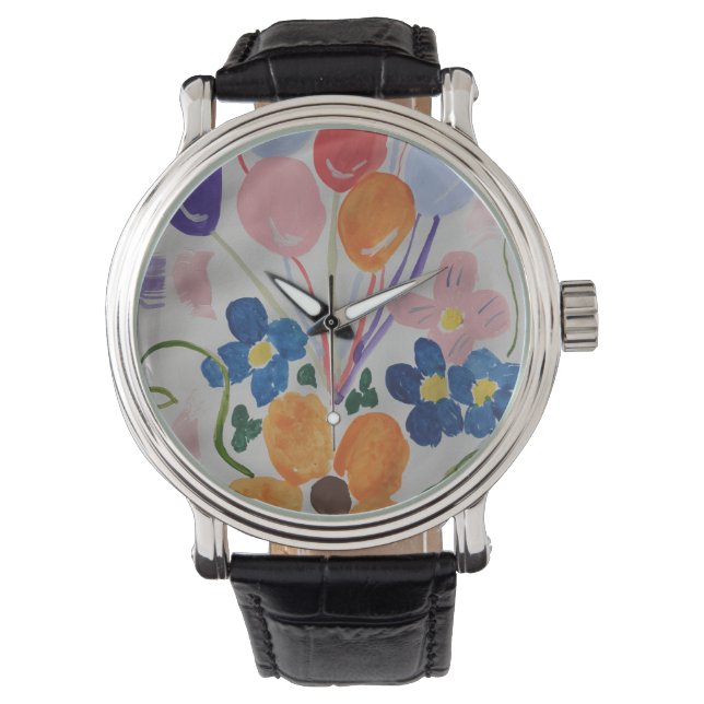 Bloemen en ballonnen horloge (Voorkant)