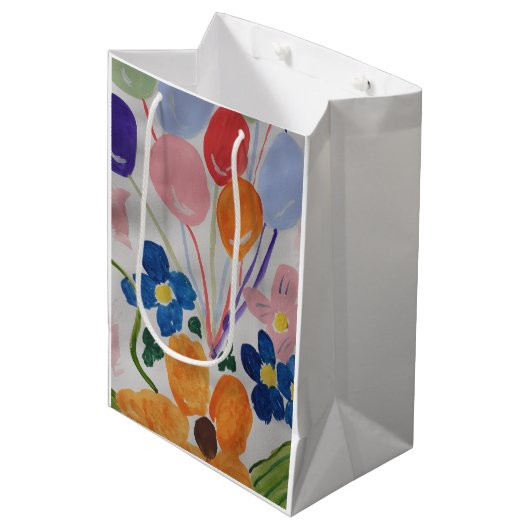 Bloemen en ballonnen medium cadeauzakje (Voorkant Gekanteld)