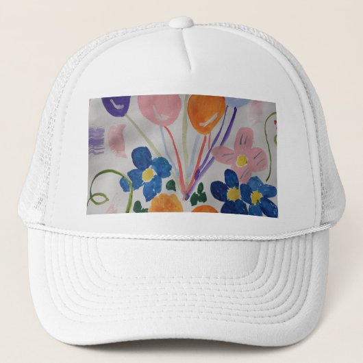 Bloemen en ballonnen trucker pet (Voorkant)