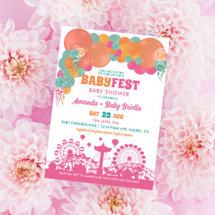 Bloemen- en Ballonnenfestival Meisje Baby Shower Kaart