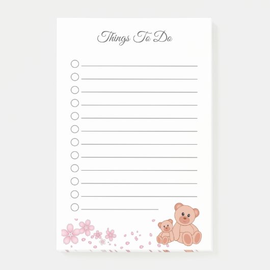 Bloemen en beren Dingen om te doen Notities Post-it® Notes (Voorkant)