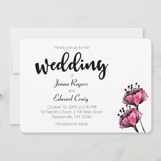 Bloemen en bessen bruiloft uitnodiging (Voorkant)