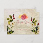 Bloemen en bessen dank u bedankkaart (Voorkant / Achterkant)