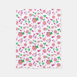 Bloemen en bessen fleece deken