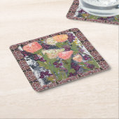 Bloemen en bessen kartonnen onderzetters (Schuin)