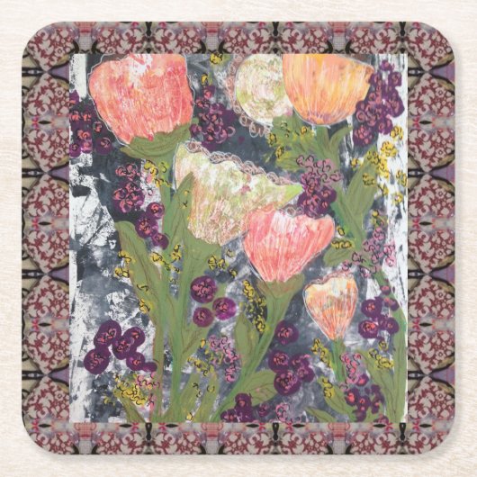 Bloemen en bessen kartonnen onderzetters (Voorkant)