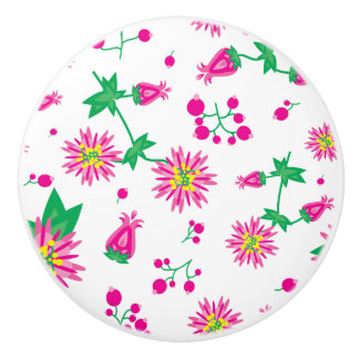 Bloemen en bessen keramische knop