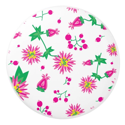 Bloemen en bessen keramische knop (Voorkant)