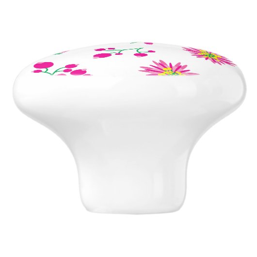 Bloemen en bessen keramische knop (Zijkant)