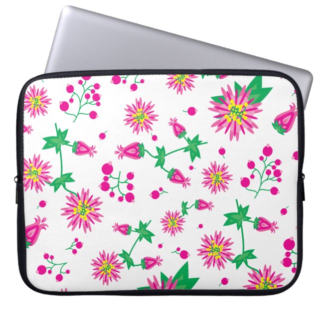 Bloemen en bessen laptop sleeve (Voorkant)
