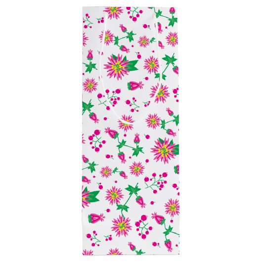 Bloemen en bessen wijn cadeautas (Achterkant)