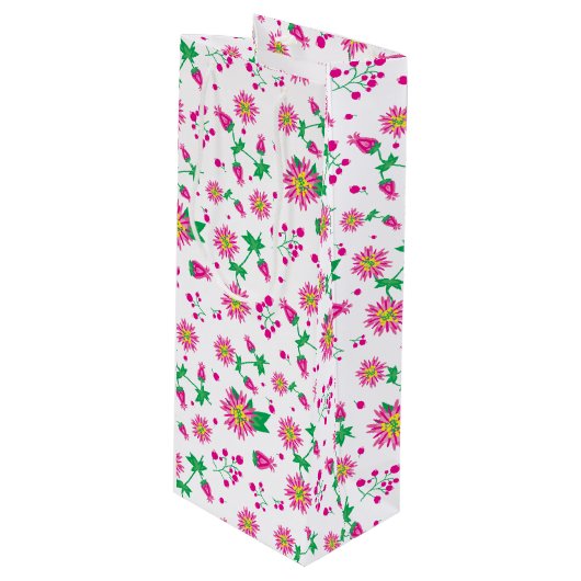 Bloemen en bessen wijn cadeautas (Voorkant Gekanteld)