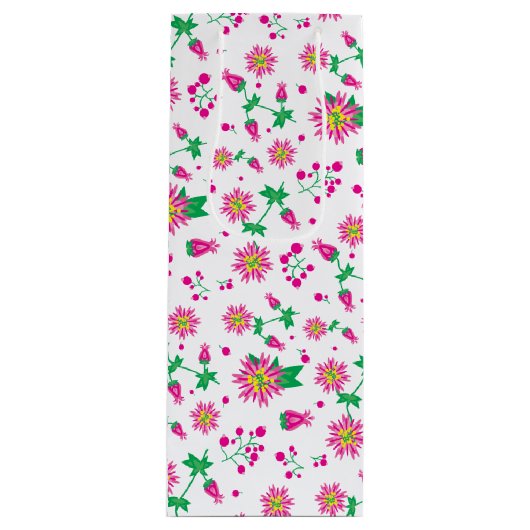 Bloemen en bessen wijn cadeautas (Voorkant)