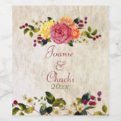 Bloemen en bessen wijn etiket (Enkel label)