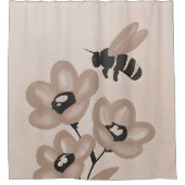 Bloemen en bij minimalistische kunst douchegordijn (Voorkant)