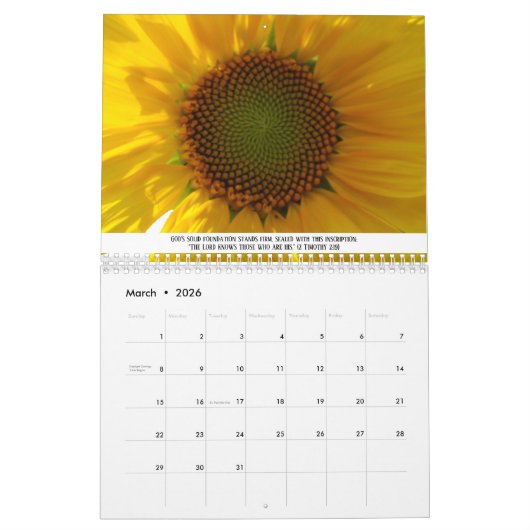 Bloemen en Bijbelversen stimuleren Kalender (Mar 2026)