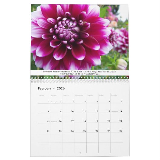 Bloemen en Bijbelversen stimuleren Kalender (Feb 2026)