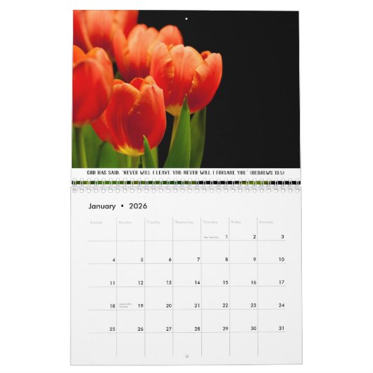 Bloemen en Bijbelversen stimuleren Kalender (Jan 2026)