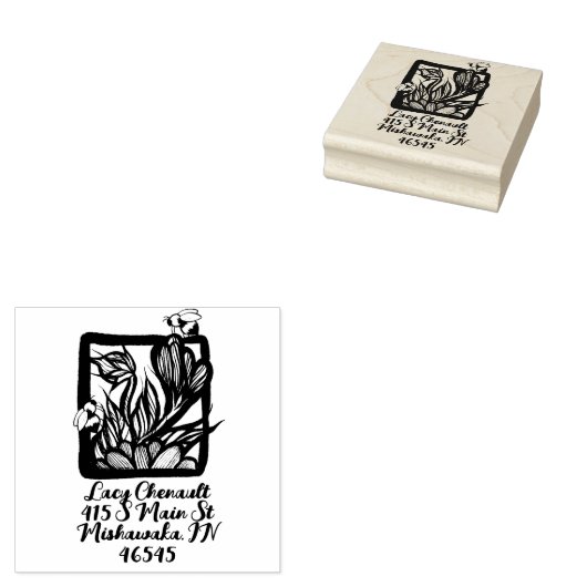 Bloemen en bijen Bestuivers Tuin Rubberstempel (Gestempeld)