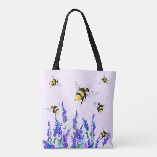 Bloemen en bijen Canvas tas Spring (Achterkant)