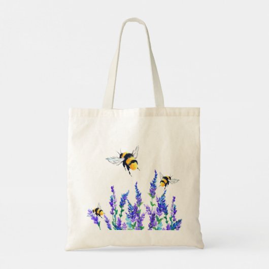 Bloemen en bijen Canvas tas Spring (Achterkant)