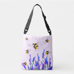Bloemen en bijen crossbody tas