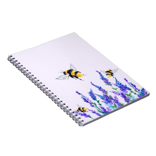 Bloemen en bijen die Notitieboek-lente-gras vliege Notitieboek (Rechterzijde)
